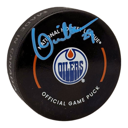 Louie DeBrusk Signed Edmonton Oilers Official Game Model Puck