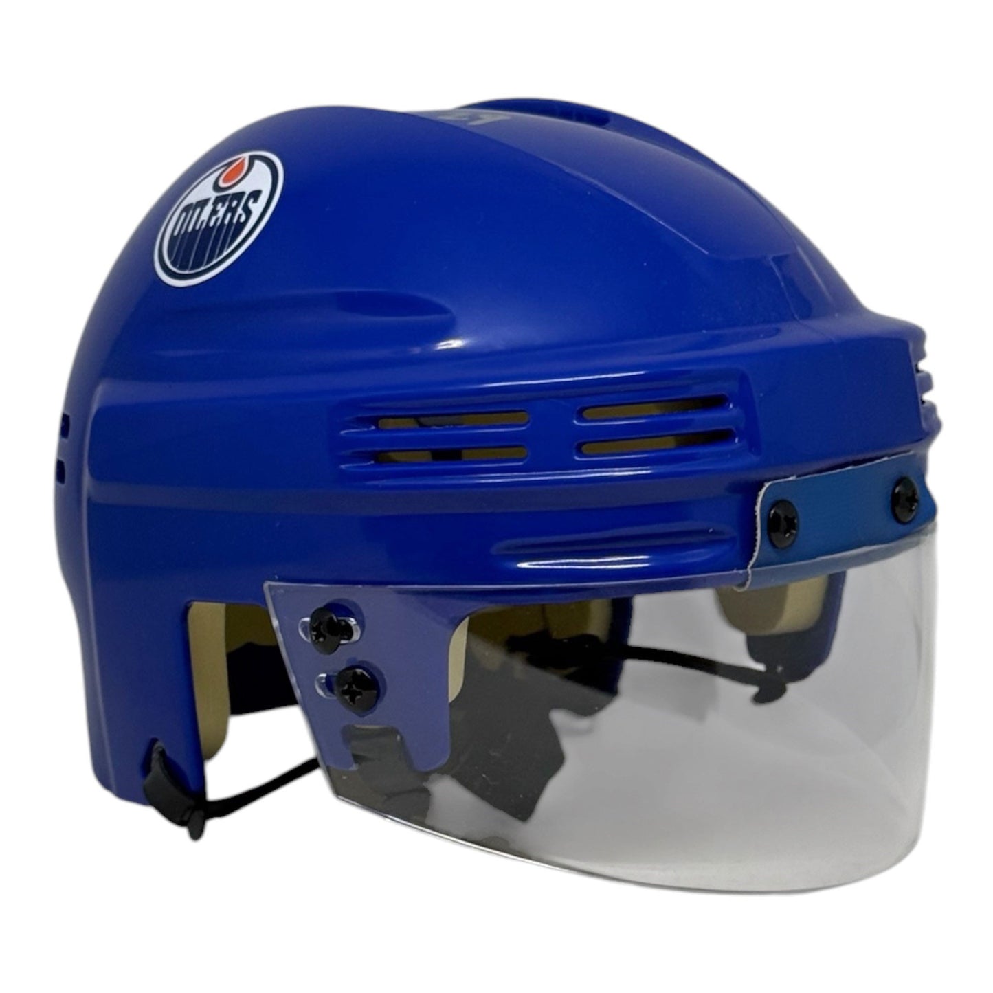 Louie DeBrusk Signed Edmonton Oilers Royal Mini Helmet