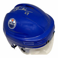 Louie DeBrusk Signed Edmonton Oilers Royal Mini Helmet