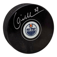 Louie DeBrusk Signed Edmonton Oilers Small Logo Puck