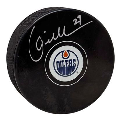Louie DeBrusk Signed Edmonton Oilers Small Logo Puck