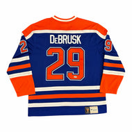 Louie DeBrusk Signed Edmonton Oilers Vintage Royal Replica Jersey