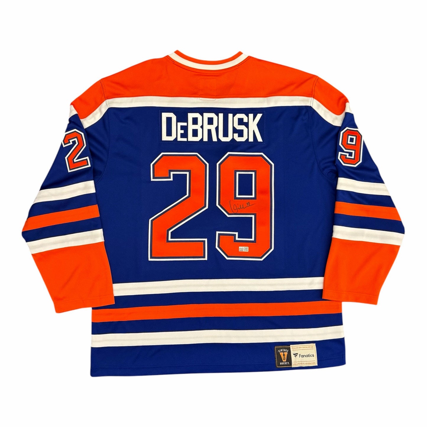 Louie DeBrusk Signed Edmonton Oilers Vintage Royal Replica Jersey