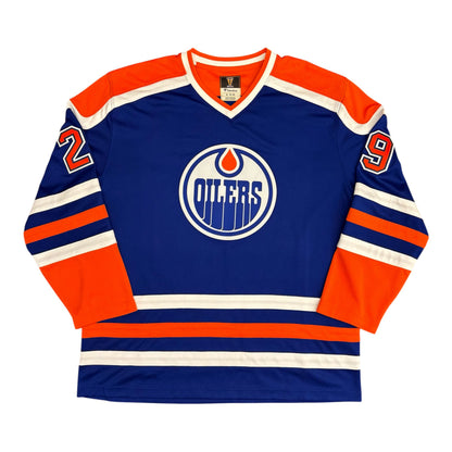 Louie DeBrusk Signed Edmonton Oilers Vintage Royal Replica Jersey