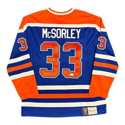 Marty McSorley Signed Edmonton Oilers Vintage Royal Replica Jersey