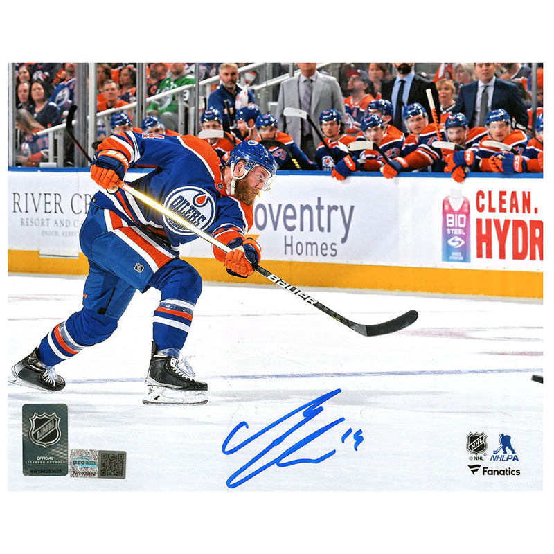 Mattias Ekholm Signed Edmonton Oilers - Home Action Shooting  - 11x14 Photo