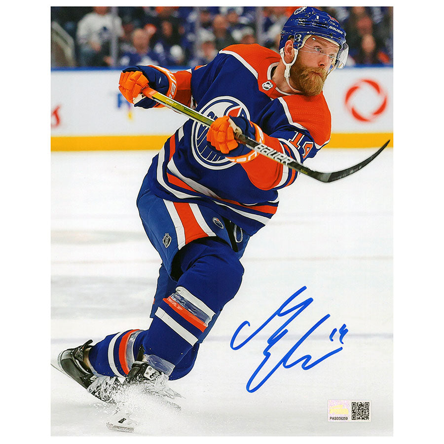 Action Slapper Mattias Ekholm Signed Edmonton Oilers - Home Action Slap Shot - 8x10 P ...