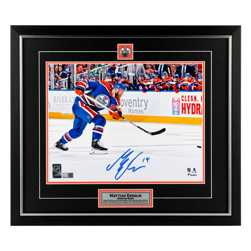 Mattias Ekholm Signed Edmonton Oilers - Home Action Shooting  - 11x14 Photo