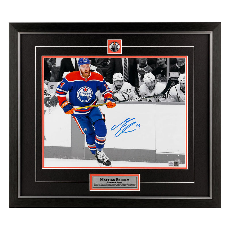 Mattias Ekholm Signed Edmonton Oilers - Home Action Spotlight  - 11x14 Photo