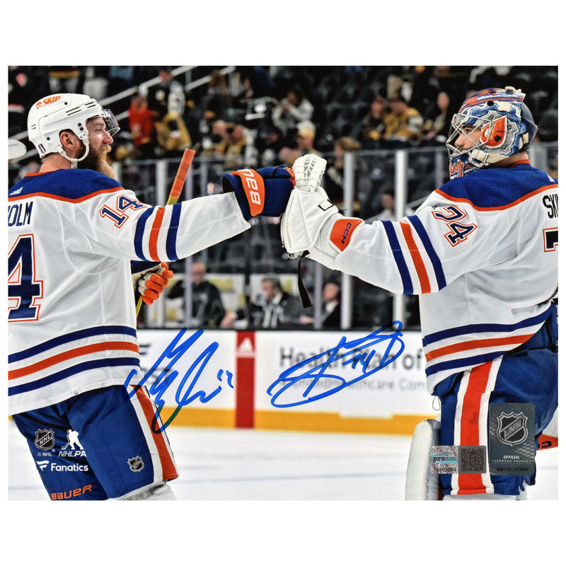 Mattias Ekholm & Stuart Skinner Dual Signed Edmonton Oilers Road Victory 11x14 Photo