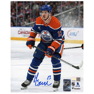Mattias Janmark Signed Edmonton Oilers Blue Action 8x10 Photo