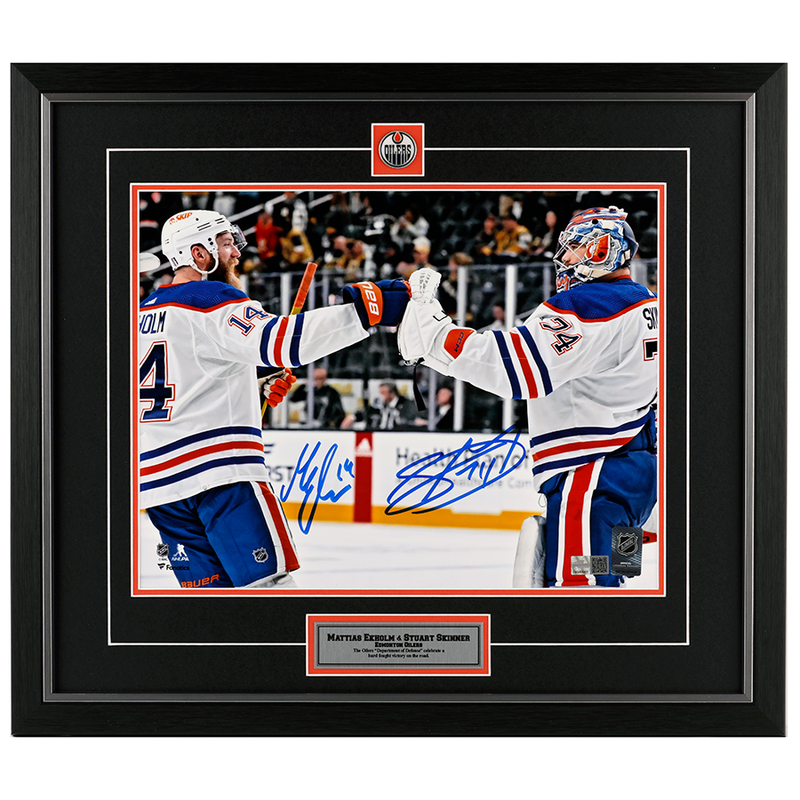 Mattias Ekholm & Stuart Skinner Dual Signed Edmonton Oilers Road Victory 11x14 Photo
