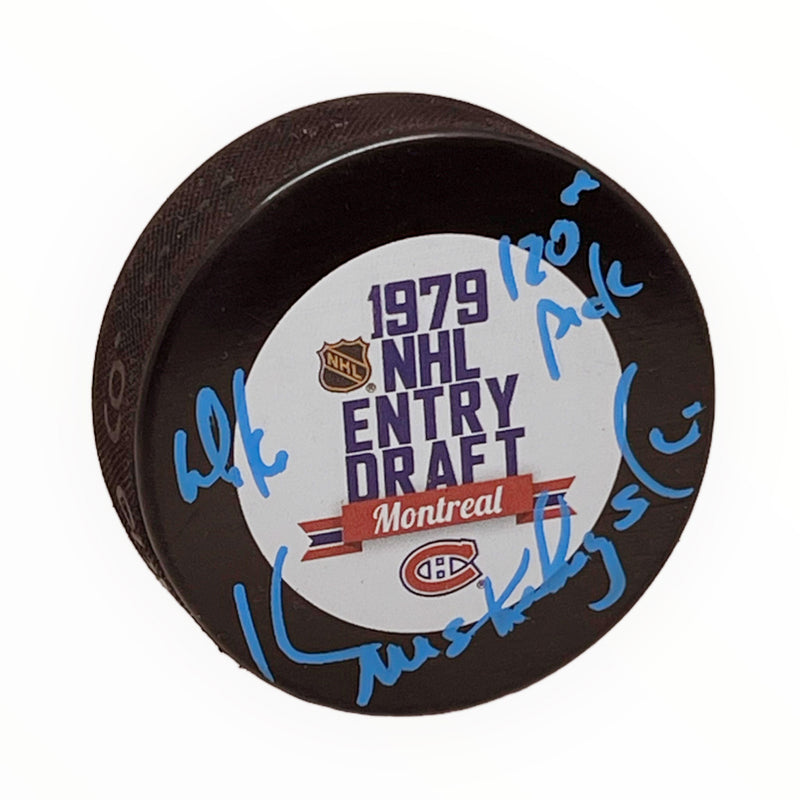 Mike Krushelnyski Signed 1979 NHL Draft Puck with Inscription