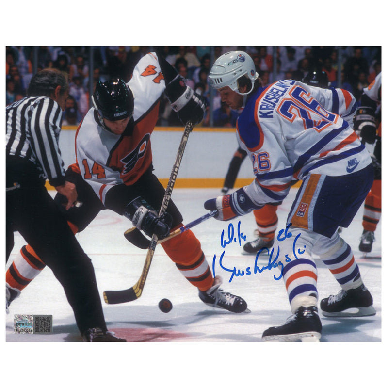 Mike Krushelnyski Signed Edmonton Oilers 8x10 Photo Faceoff