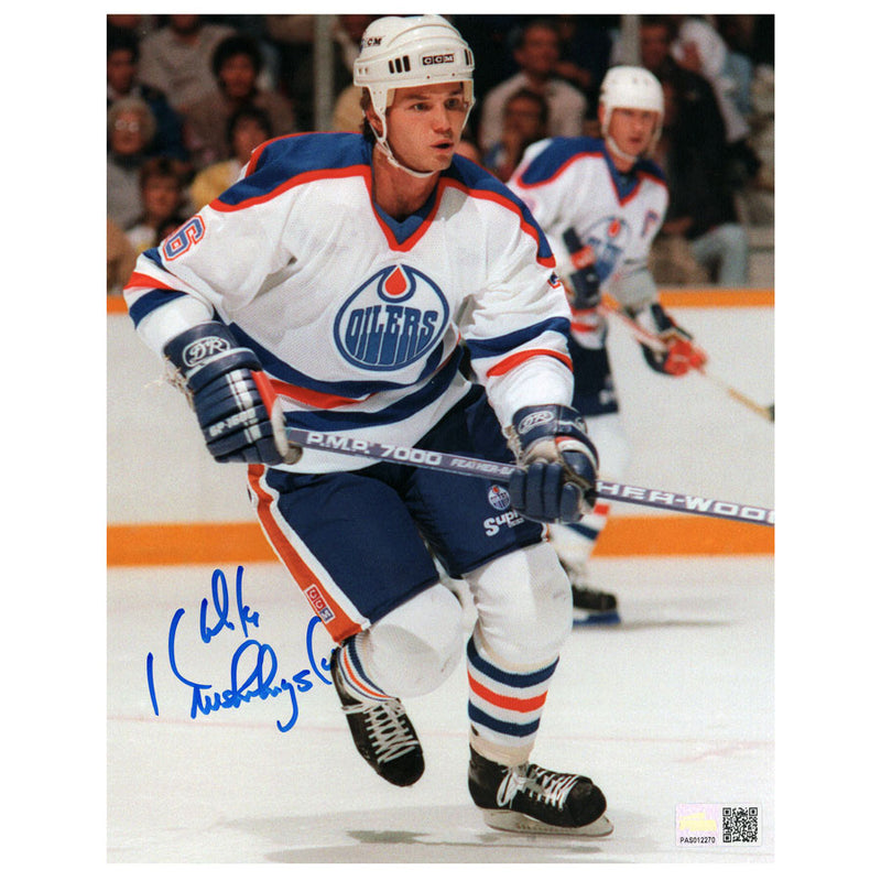 Mike Krushelnyski Signed Edmonton Oilers 8x10 Photo Skating Up Ice