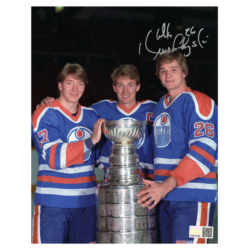Mike Krushelnyski Signed Edmonton Oilers 8x10 Photo Stanley Cup Group Pose