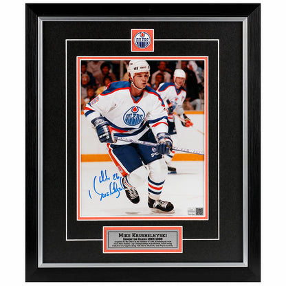 Mike Krushelnyski Signed Edmonton Oilers 8x10 Photo Skating Up Ice