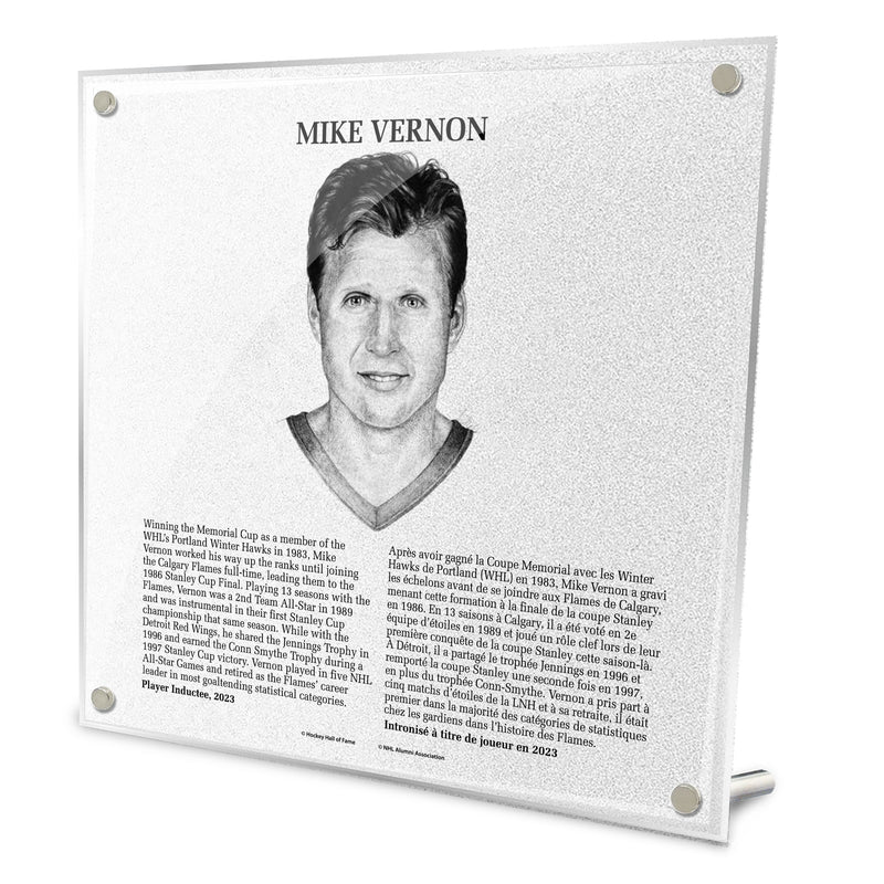 Mike Vernon Replica Hall of Fame Plaque