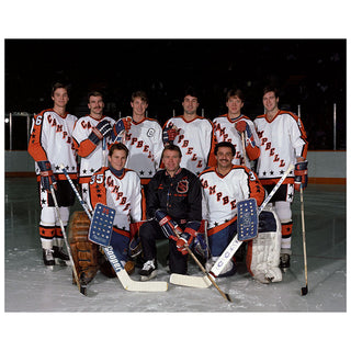 Andy Moog Campbell Conference Autographed Posed 85 Oilers All Stars 11x14 Photo