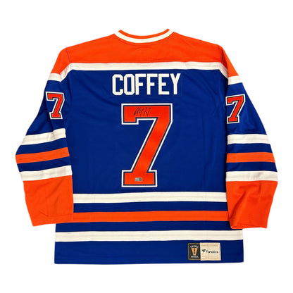 Paul Coffey Signed Edmonton Oilers Vintage Royal Replica Jersey