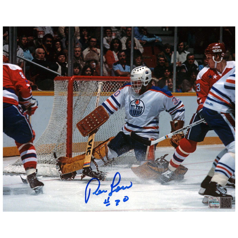 Ron Low Signed Edmonton Oilers 8x10 Photo Kick Save vs WAS