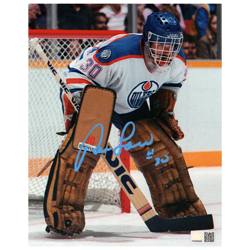 Ron Low Signed Edmonton Oilers 8x10 Photo Tracking The Play