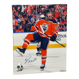 Ryan Nugent-Hopkins Signed Edmonton Oilers Goal Celebration 16x20 Stretched Canvas