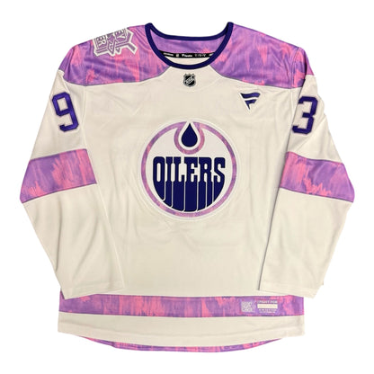 Ryan Nugent-Hopkins Signed Edmonton Oilers Hockey Fights Cancer Fanatics Replica Jersey