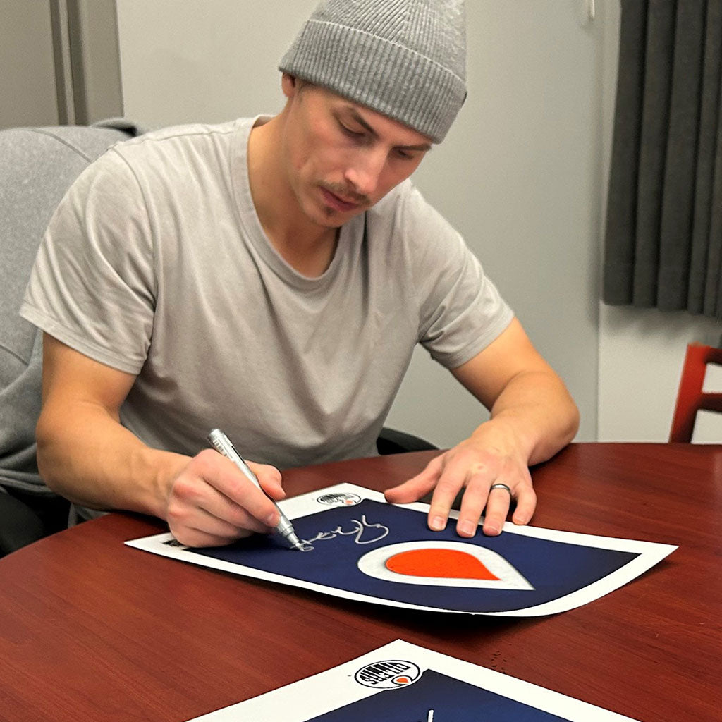 Ryan Nugent-Hopkins Signed Edmonton Oilers Minimalist Logo 11x17 Poster Print