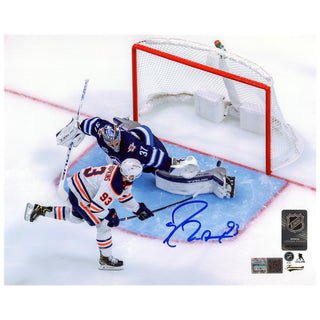 Ryan Nugent-Hopkins Signed Edmonton Oilers Overhead Goal 8x10 Photo