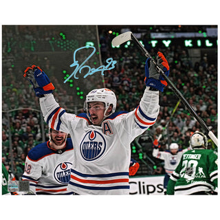 Ryan Nugent-Hopkins Signed Edmonton Oilers Road Goal Celebration 11x14 Photo