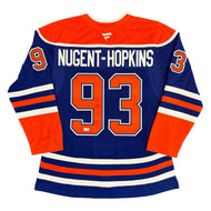 Ryan Nugent-Hopkins Signed and Inscribed Edmonton Oilers Royal Fanatics Premium Jersey
