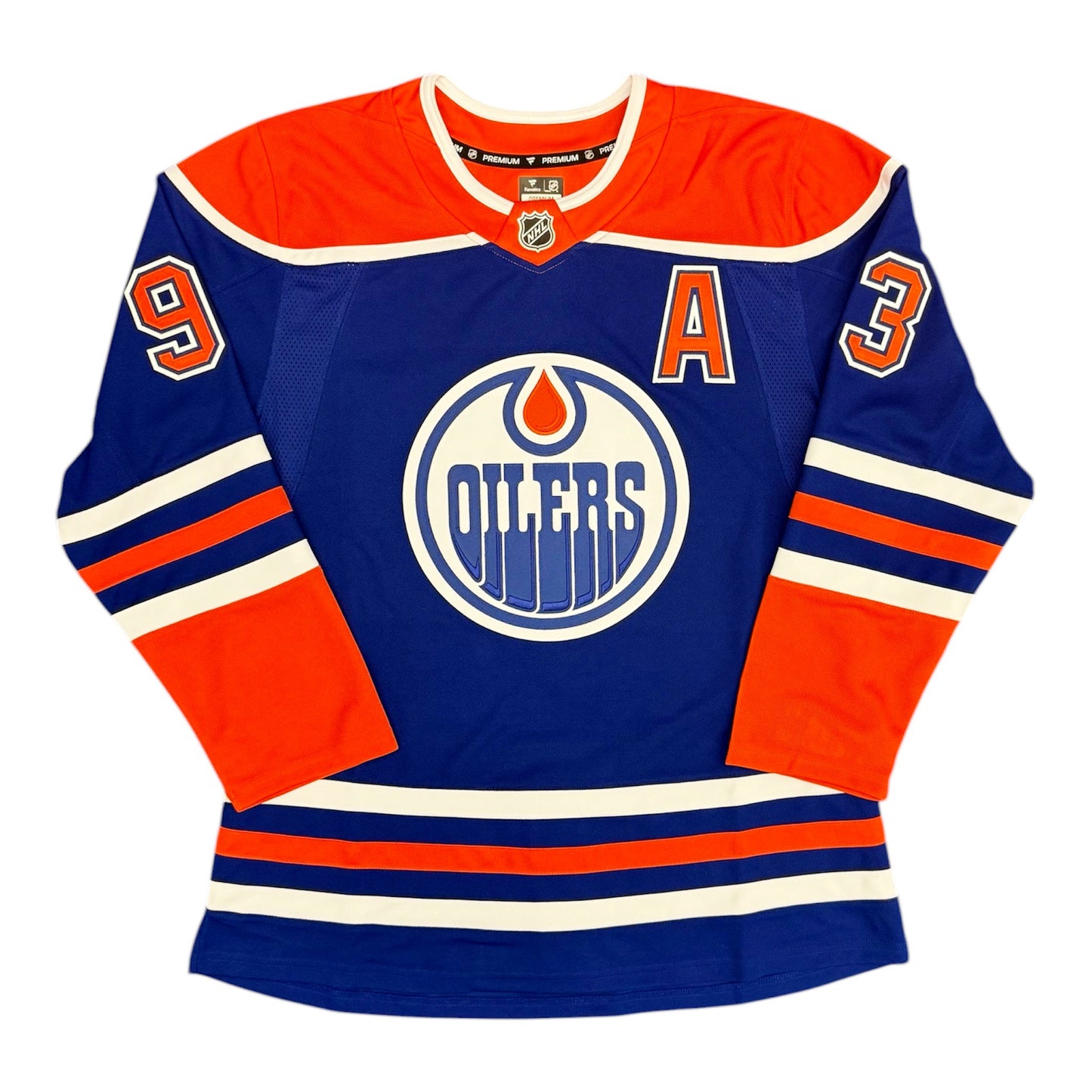 Ryan Nugent-Hopkins Signed and Inscribed Edmonton Oilers Royal Fanatics Premium Jersey