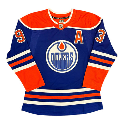 Ryan Nugent-Hopkins Signed and Inscribed Edmonton Oilers Royal Fanatics Premium Jersey