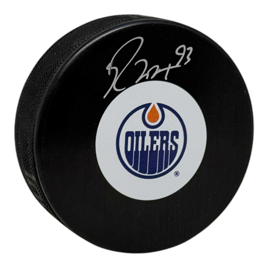 Ryan Nugent-Hopkins Signed Edmonton Oilers Puck Mid Size Logo