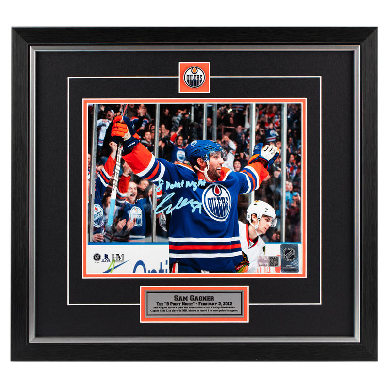 Sam Gagner Signed Edmonton Oilers 8x10 Photo Inscribed "8 Point Night"