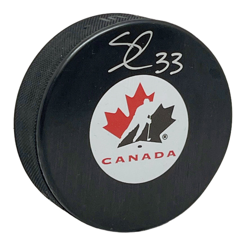 Sebastian Cossa Signed Team Canada Puck