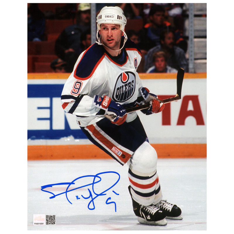 Shayne Corson Signed Edmonton Oilers White Action 8x10 Photo