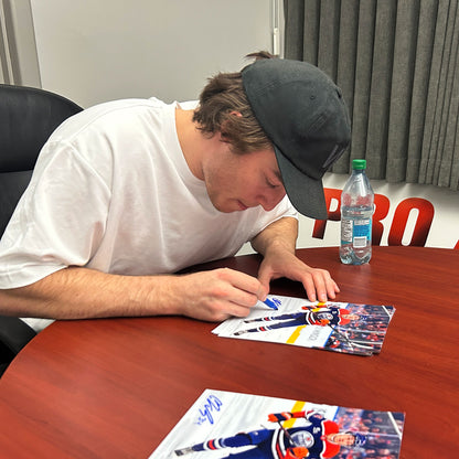 Colton Dach Signed Edmonton Oilers Home Blue Action 8x10 Photo – Authenticated Autograph