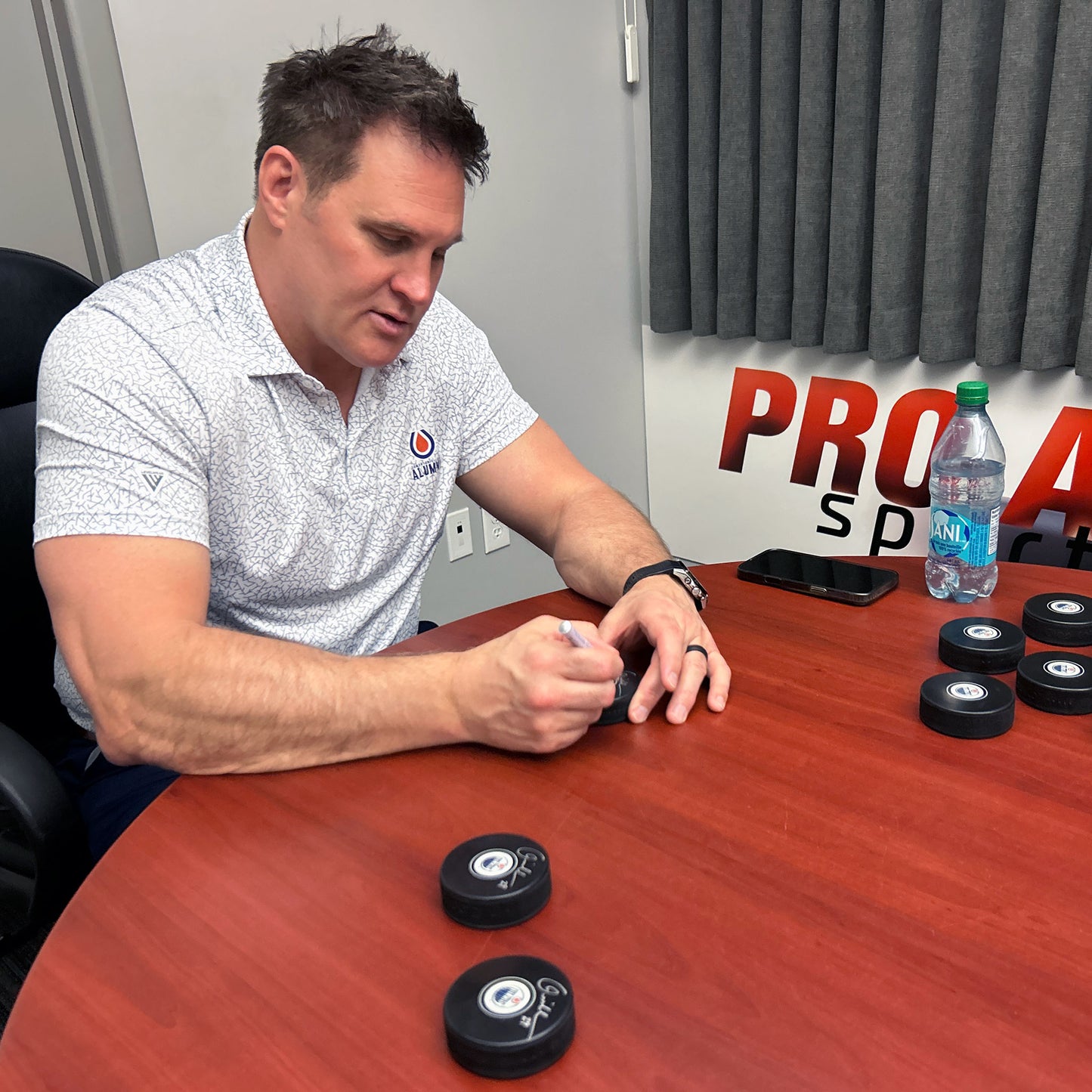 Louie DeBrusk Signed Edmonton Oilers Small Logo Puck