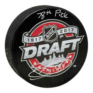 Stuart Skinner Signed with Inscription 2017 NHL Draft Puck