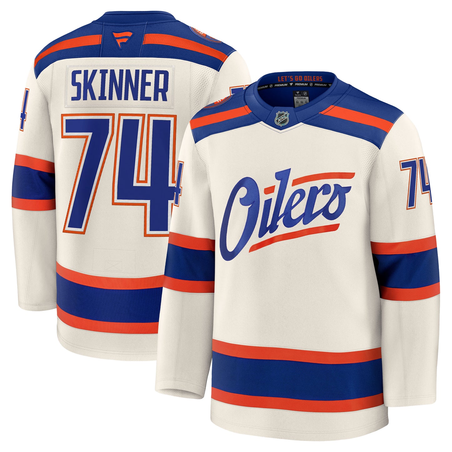 Stuart Skinner Edmonton Oilers Fanatics Premium Alternate Jersey ON ICE Cresting