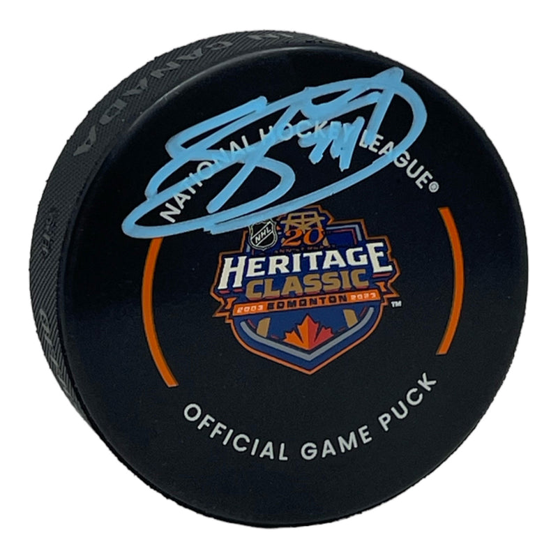Stuart Skinner Signed 2023 Heritage Classic Official Game Puck