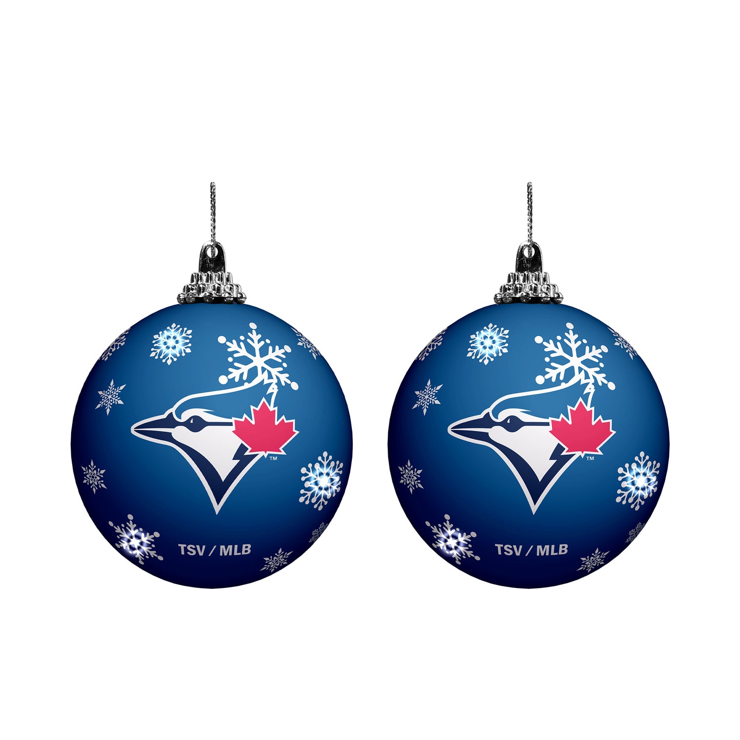 Toronto Blue Jays LED Light Up Ball Christmas Tree Ornament 2 PK