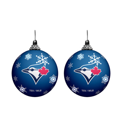Toronto Blue Jays LED Light Up Ball Christmas Tree Ornament 2 PK