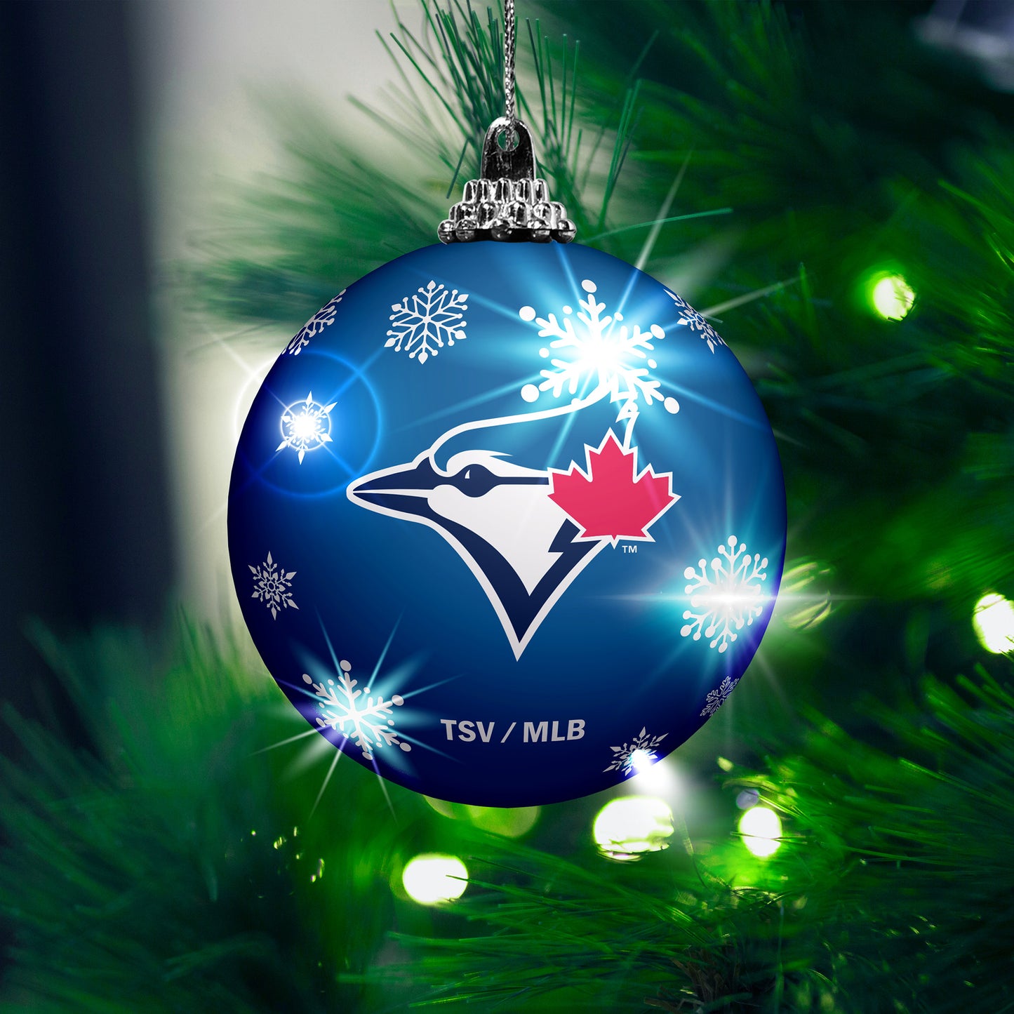 Toronto Blue Jays LED Light Up Ball Christmas Tree Ornament 2 PK