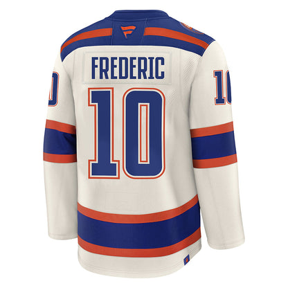 Trent Frederic Edmonton Oilers Fanatics Premium Alternate Jersey ON ICE Cresting