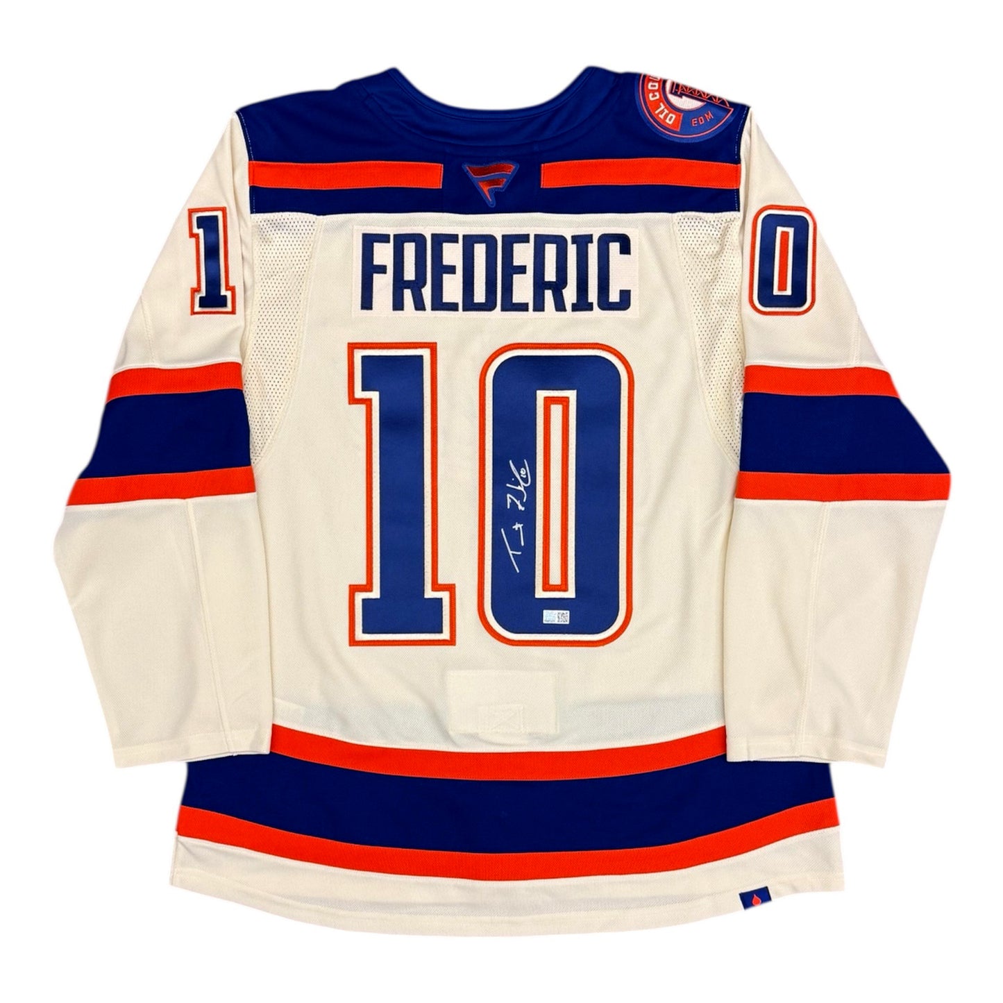Trent Frederic Signed Edmonton Oilers Cream Fanatics Premium Jersey