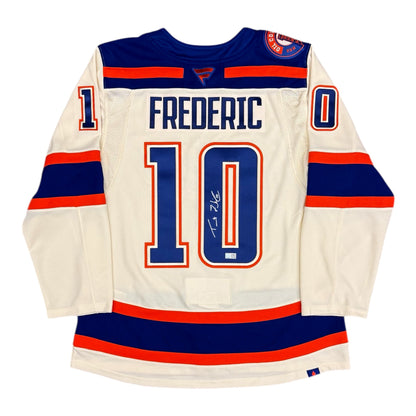 Trent Frederic Signed Edmonton Oilers Cream Fanatics Premium Jersey