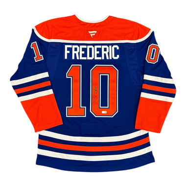Trent Frederic Signed Edmonton Oilers Royal Fanatics Premium Jersey